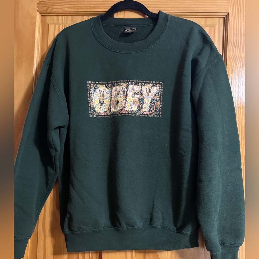 Obey Men's Dark Green Crewneck Sweater